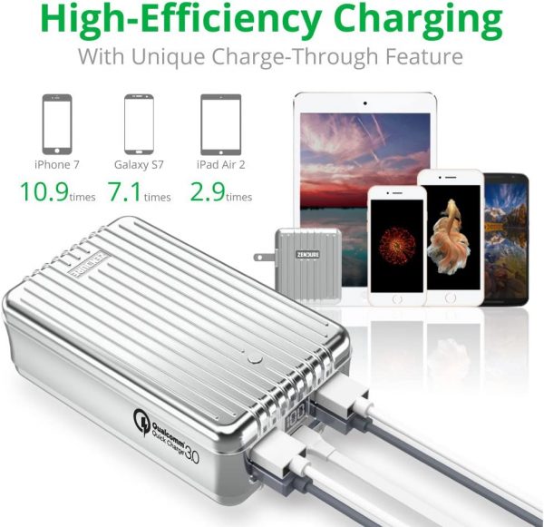 Zendure Power Bank, Quick Charge 3.0 A8 QC External Battery 26800mAh with Qualcomm QC 3.0 Super High Capacity Portable Charger with LED Display for Samsung, iPhone etc.- Black - Image 2