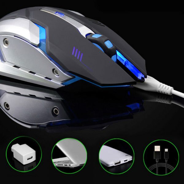 LED Wired / Wireless Rechargeable USB Optical Ergonomic Gaming Mouse Laptop PC - Image 9