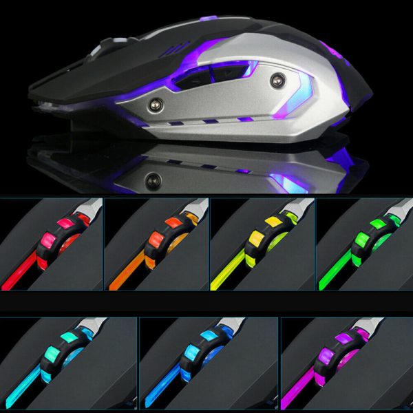 LED Wired / Wireless Rechargeable USB Optical Ergonomic Gaming Mouse Laptop PC - Image 8
