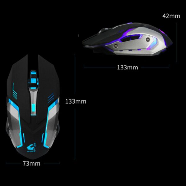 LED Wired / Wireless Rechargeable USB Optical Ergonomic Gaming Mouse Laptop PC - Image 4